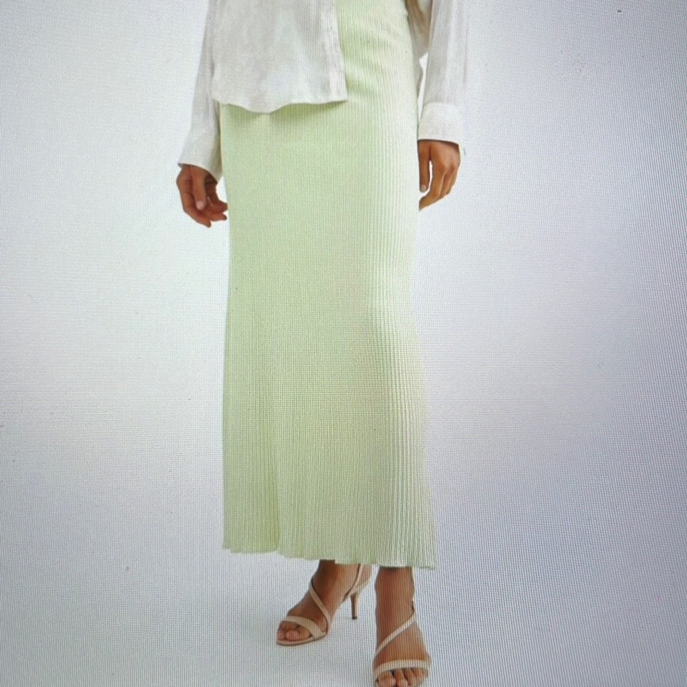 Free People Shine Bright ribbed maxi sweater skirt, pale green